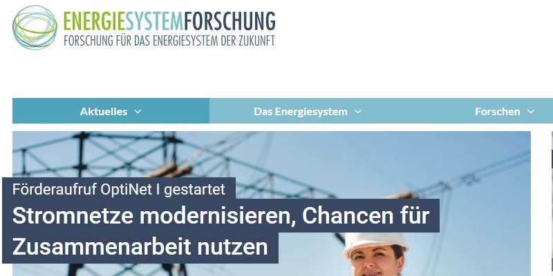 Startseite des Portals energiesystem-forschung.de